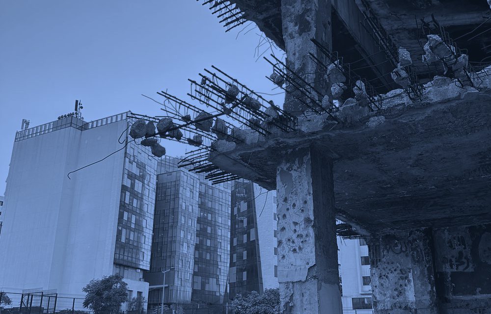 Conflict-damaged building